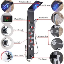 GrifosCaja de agua de 6 funciones - Panel de ducha LED con sistema de masaje