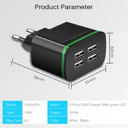 Universal USB Ladegerät - 2 Port / 4 Port - LED Licht - Multi Port