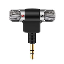 Microphone d'enregistrement stéréo portable - prise plaqué or - prise de 3,5 mm pour Smartphone