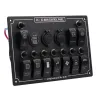 Rocker switch panel - 12V - 10 gäng - LED - cigarettändare - vattentät för bil - båt - lastbil