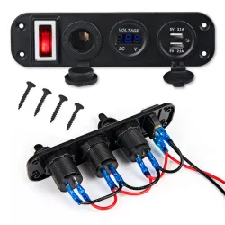 Pannello di commutazione - 5V - 4.2A - doppia USB - 12V - LED - Voltmetro per auto - barche - camion
