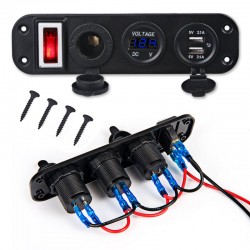 Toggle switch panel - 5V - 4.2A - dubbel USB - 12V - LED - Voltmeter för bilar - båtar - lastbilar