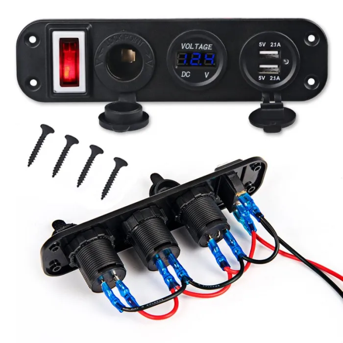 Panneau de commutation - 5V - 4.2A - double USB - 12V - LED - Voltmètre pour voitures - bateaux - camions