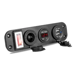 Toggle switch panel - 5V - 4.2A - dubbel USB - 12V - LED - Voltmeter för bilar - båtar - lastbilar