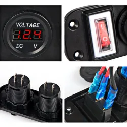Toggle switch panel - 5V - 4.2A - dubbel USB - 12V - LED - Voltmeter för bilar - båtar - lastbilar