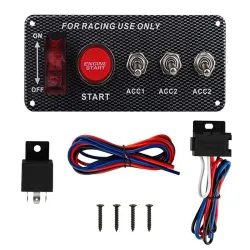 Ignition switch panel for racing car - engine start push button - toggle switch - 12V LED - QT313