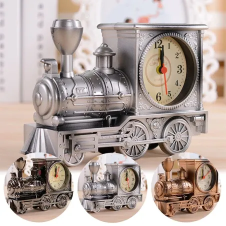 Vintage train with clock