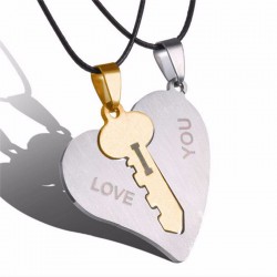 Ich liebe Sie - Schlüssel und Herz - Paar Halskette 2 Stück