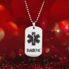 Medicinsk varning - DIABETIC - rostfritt stålhalsband