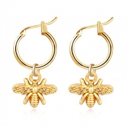 1 Pair Small Bee Pendant Earrings - GoldOorbellen