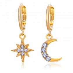 Kristall Stern & Mond - goldene Ohrringe