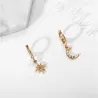 Crystal star & moon - gold earrings