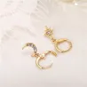 Crystal star & moon - gold earrings