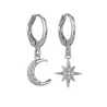 AretesLuna de cristal & estrella - oro & pendientes de plata