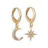 Lua de cristal e estrela - brincos de ouro e prata