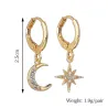 AretesLuna de cristal & estrella - oro & pendientes de plata