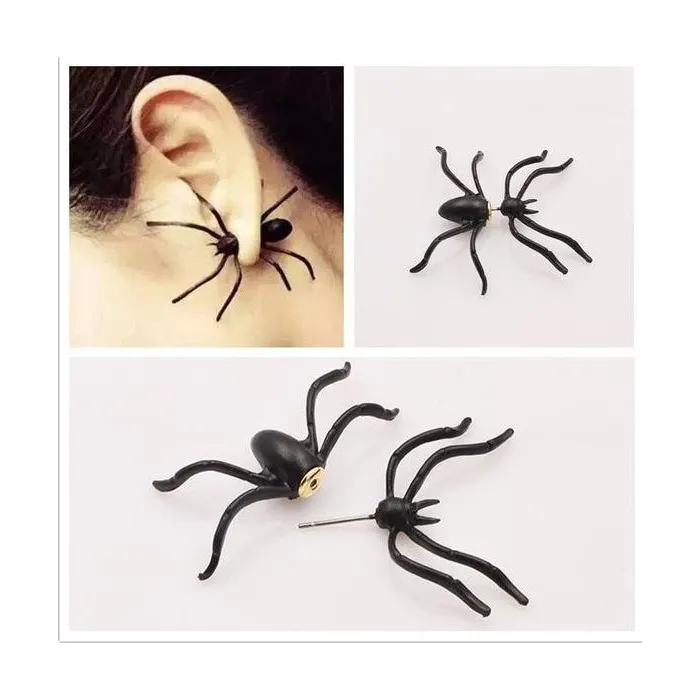 AretesPendientes con araña negra