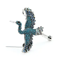 Flying Crane - elegante Kristallbrosche