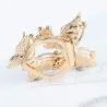 Double butterflies & flower - crystal brooch