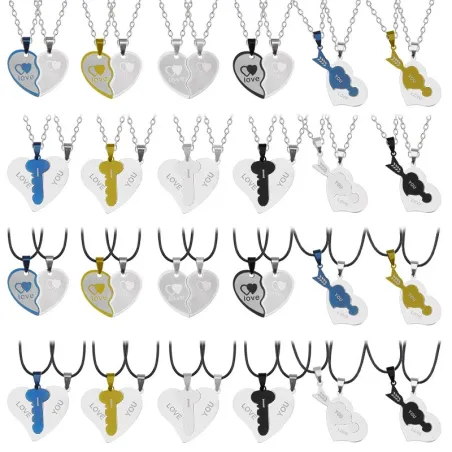 Collarllave de corazón - collar de acero inoxidable para parejas 2 piezas
