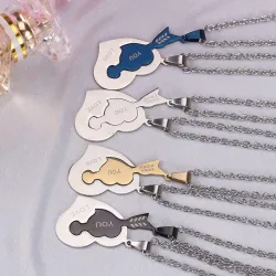 Collarllave de corazón - collar de acero inoxidable para parejas 2 piezas