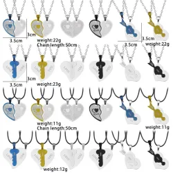 Collarllave de corazón - collar de acero inoxidable para parejas 2 piezas