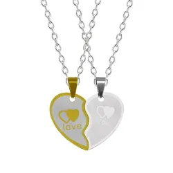Collarllave de corazón - collar de acero inoxidable para parejas 2 piezas