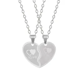 Collarllave de corazón - collar de acero inoxidable para parejas 2 piezas