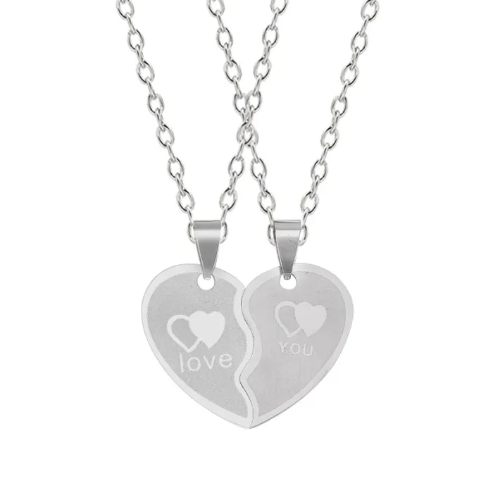 Collarllave de corazón - collar de acero inoxidable para parejas 2 piezas