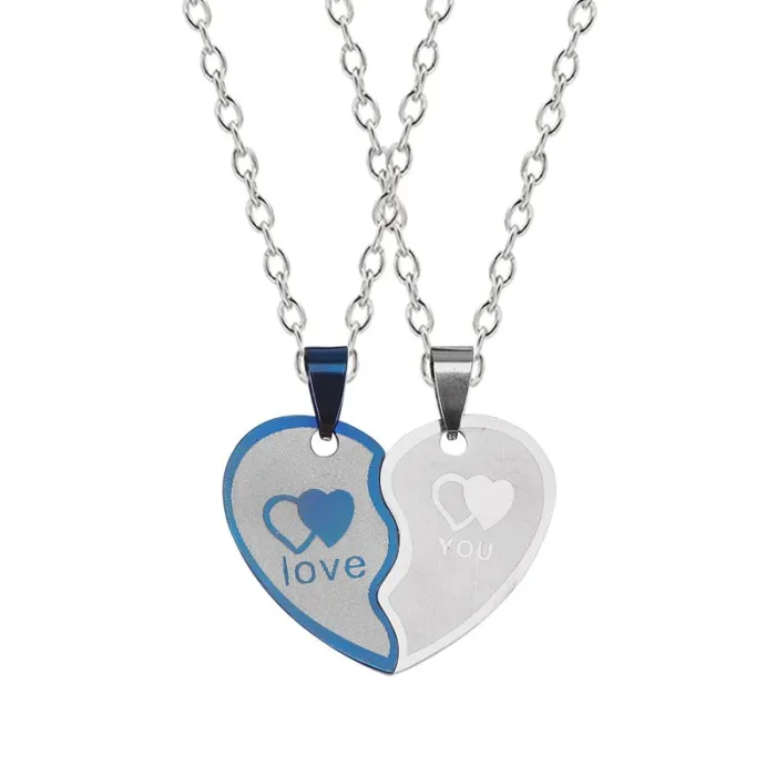 Collarllave de corazón - collar de acero inoxidable para parejas 2 piezas