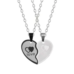 Collarllave de corazón - collar de acero inoxidable para parejas 2 piezas