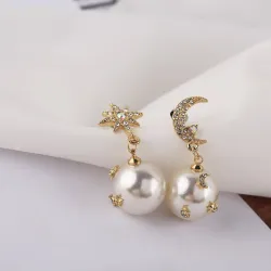AretesPendientes de diseño Star Moon - Estilo de gota