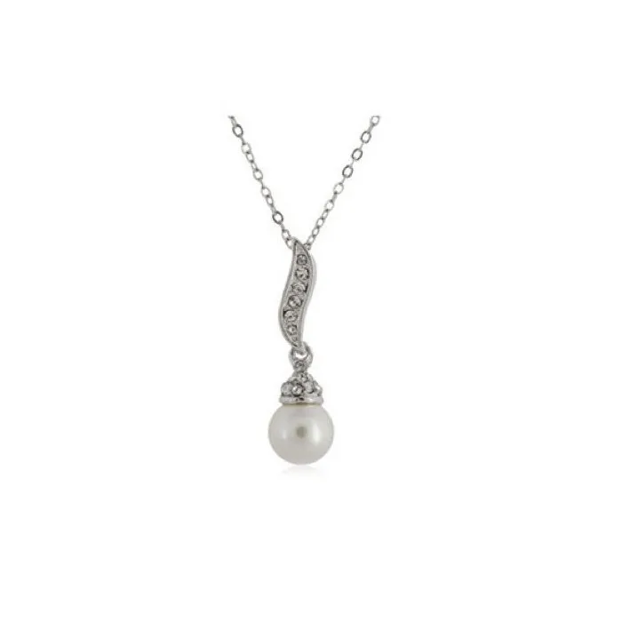 cristallo angelo ala con perla - collana