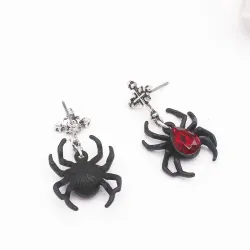 Matte Nero Spider Stud Orecchini
