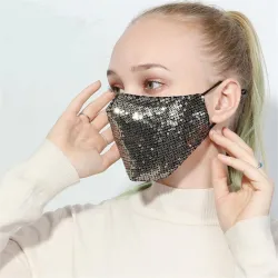 Masque en coton tendance avec paillettes - anti-pollution - respirant - protection