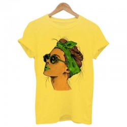 Zomer t-shirt met dames print - t-shirt - geel - roze - witBlouses & overhemden