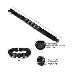 PulserasBrazalete de cuero trenzado - encantos de acero inoxidable - nombres hechos a medida