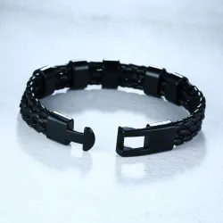 PulserasBrazalete de cuero trenzado - encantos de acero inoxidable - nombres hechos a medida