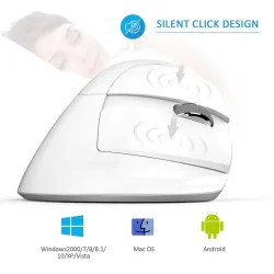 M618 - 2.4GHz - mini vertikal trådlös mus - Bluetooth 4 - dubbelläge - laddningsbart - tyst - vit