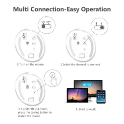 M618 - 2.4GHz - mini vertical wireless mouse - Bluetooth 4 - dual mode - rechargeable - silent - whiteMouses