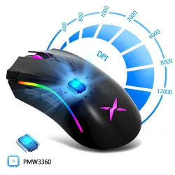 MouseM625 - 12000 DPI - PMW3360 - ratón de juego cable USB - 7 botones - retroiluminación RGB - con llave de fuego