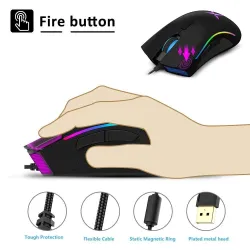 M625 - 12000 DPI - PMW3360 - USB kabelgebundene Spielmaus - 7 Tasten - RGB Hintergrundbeleuchtung - mit Fire Key