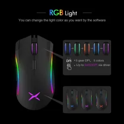 M625 - 12000 DPI - PMW3360 - USB langallinen pelihiiri - 7 painiketta - RGB taustavalo - Fire Key