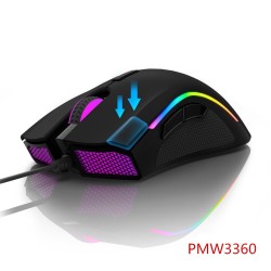 MouseM625 - 12000 DPI - PMW3360 - ratón de juego cable USB - 7 botones - retroiluminación RGB - con llave de fuego