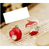 Crystal apples - asymmetric earrings - green - red