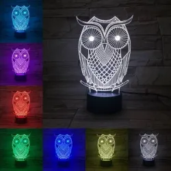 Luces & Iluminaciónbúho 3D - Lámpara de noche LED - USB - control táctil / control remoto