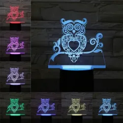 3D owl - LED night lamp - USB - touch control / remote controlLights & lighting