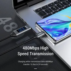 Snabbladdningskabel - USB-C - Spänning / aktuell display - data / synkronisering