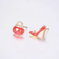 AretesBolsa de cristal & zapato - pendientes asimétricos