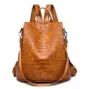 MochilasBolsa de cuero casual - diseño de piel de cocodrilo - marrón / negro - mochila